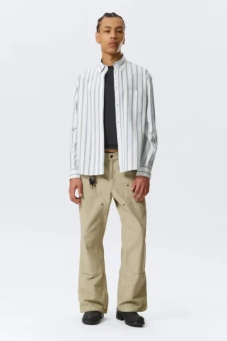 Loose Button-Down Poplin Shirt – White – Blue Stripes Loose Button-Down Poplin Shirt – White – Blue Stripes