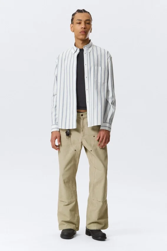 Loose Button-Down Poplin Shirt – White – Blue Stripes Loose Button-Down Poplin Shirt – White – Blue Stripes
