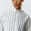 Loose Button-Down Poplin Shirt – White – Blue Stripes Loose Button-Down Poplin Shirt – White – Blue Stripes