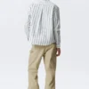 Loose Button-Down Poplin Shirt – White – Blue Stripes Loose Button-Down Poplin Shirt – White – Blue Stripes