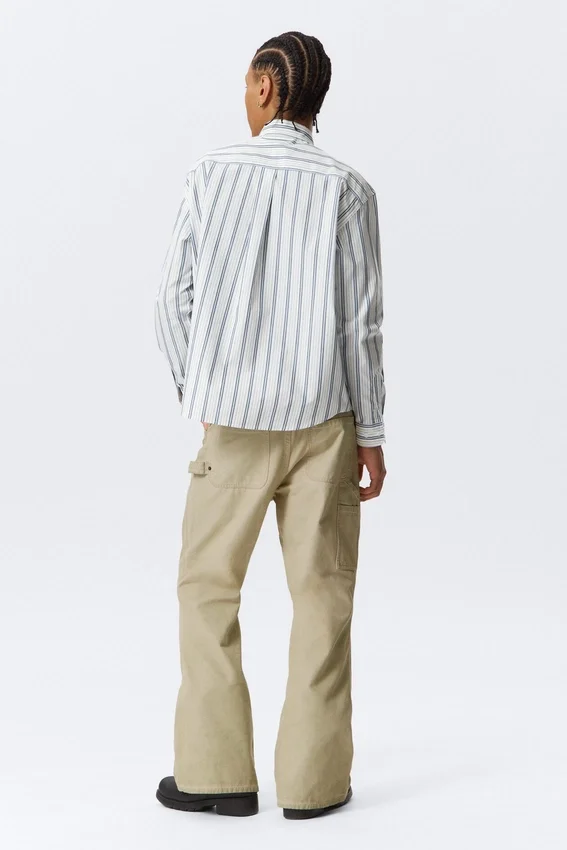 Loose Button-Down Poplin Shirt – White – Blue Stripes Loose Button-Down Poplin Shirt – White – Blue Stripes