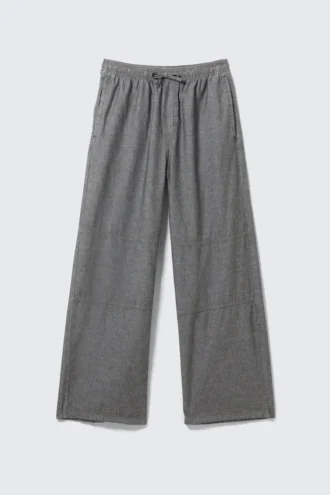 Loose Chambray Trousers – Black Melange