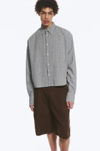 Loose Cotton Shirt – Dusty White – Checked