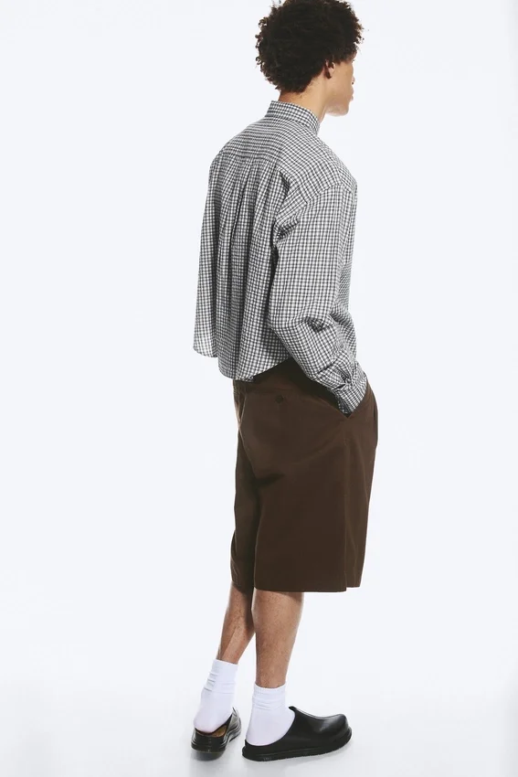 Loose Cotton Shirt – Dusty White – Checked Loose Cotton Shirt – Dusty White – Checked