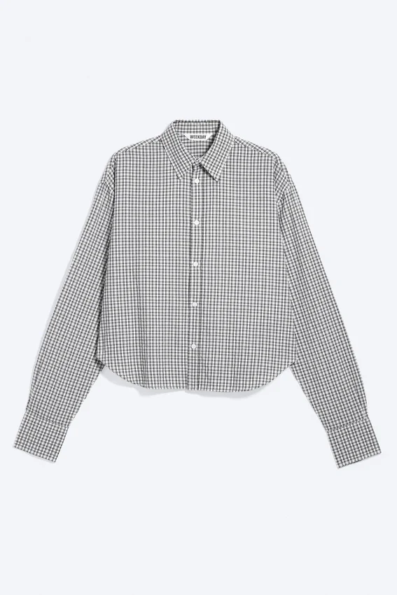Loose Cotton Shirt – Dusty White – Checked Loose Cotton Shirt – Dusty White – Checked