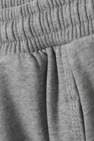 Loose Cutline Cotton Fleece Sweatpants – Grey Melange