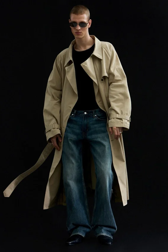 Loose Double-Breasted Trench Coat – Beige Loose Double-Breasted Trench Coat – Beige