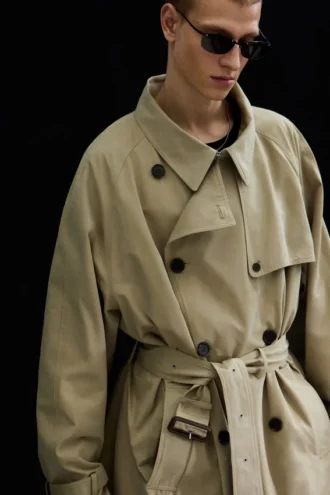Loose Double-Breasted Trench Coat – Beige