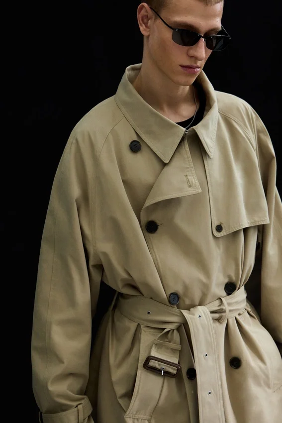 Loose Double-Breasted Trench Coat – Beige Loose Double-Breasted Trench Coat – Beige