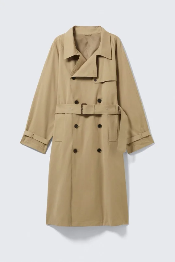 Loose Double-Breasted Trench Coat – Beige Loose Double-Breasted Trench Coat – Beige