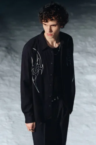 Loose Embroidered Cotton Shirt – Embroidered Black Loose Embroidered Cotton Shirt – Embroidered Black
