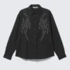 Loose Embroidered Cotton Shirt – Embroidered Black Loose Embroidered Cotton Shirt – Embroidered Black