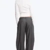 Loose Fit Barrel Leg Suiting Trousers – Dark Grey Melange Loose Fit Barrel Leg Suiting Trousers – Dark Grey Melange