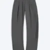 Loose Fit Barrel Leg Suiting Trousers – Dark Grey Melange Loose Fit Barrel Leg Suiting Trousers – Dark Grey Melange