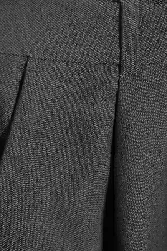 Loose Fit Barrel Leg Suiting Trousers – Dark Grey Melange Loose Fit Barrel Leg Suiting Trousers – Dark Grey Melange