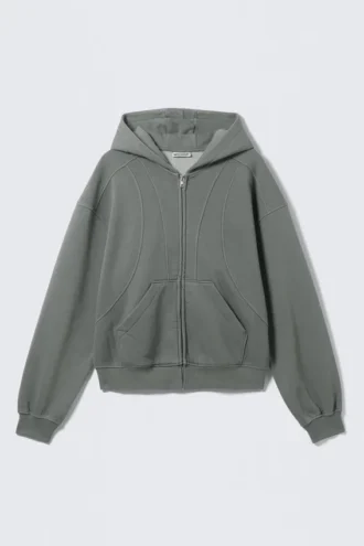 Loose Fit Blocked Zip Hoodie – Grey Loose Fit Blocked Zip Hoodie – Grey