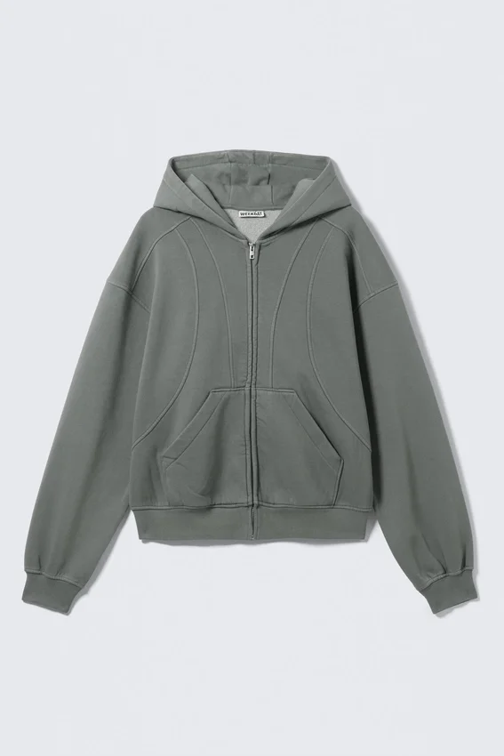 Loose Fit Blocked Zip Hoodie – Grey Loose Fit Blocked Zip Hoodie – Grey