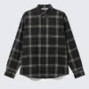 Loose Fit Button-Up Flannel Shirt – Black Checked Loose Fit Button-Up Flannel Shirt – Black Checked
