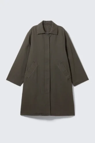 Loose Fit Canvas Car Coat – Dark Grey