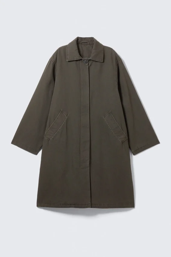 Loose Fit Canvas Car Coat – Dark Grey Loose Fit Canvas Car Coat – Dark Grey