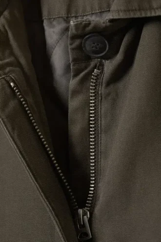 Loose Fit Canvas Car Coat – Dark Grey