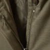Loose Fit Canvas Car Coat – Dark Khaki Green Loose Fit Canvas Car Coat – Dark Khaki Green