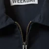 Loose Fit Cotton Twill Zip Jacket – Dark Blue Loose Fit Cotton Twill Zip Jacket – Dark Blue