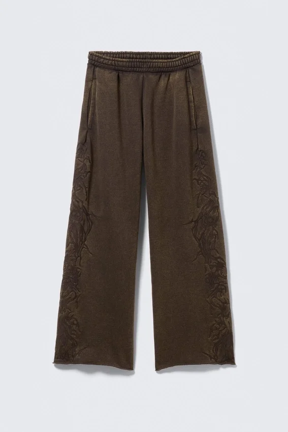 Loose Fit Embroidered Sweatpants – Dark Brown Loose Fit Embroidered Sweatpants – Dark Brown