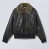 Loose Fit Faux Leather Bomber Jacket – Black Loose Fit Faux Leather Bomber Jacket – Black