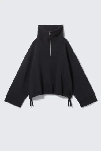 Loose Fit Funnel-Neck Sweatshirt – Dark Grey