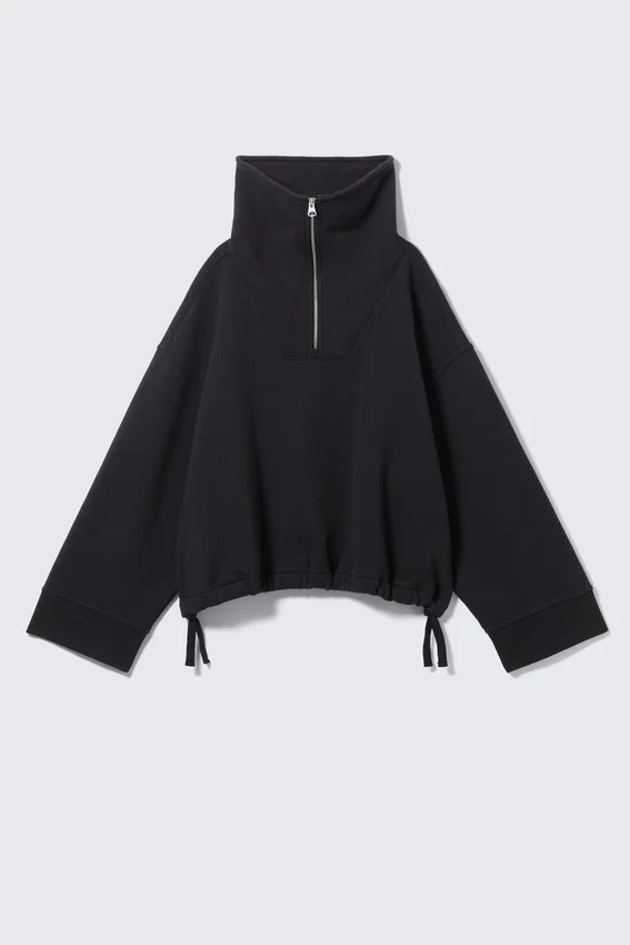 Loose Fit Funnel-Neck Sweatshirt – Dark Grey Loose Fit Funnel-Neck Sweatshirt – Dark Grey