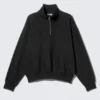Loose Fit Half-Zip Fleece Sweatshirt – Black Loose Fit Half-Zip Fleece Sweatshirt – Black