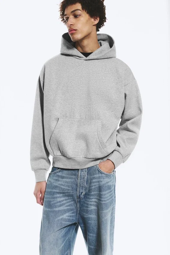 Loose Fit Hoodie – Grey Melange Loose Fit Hoodie – Grey Melange
