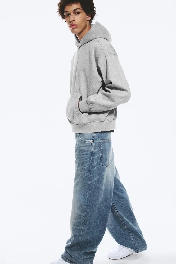Loose Fit Hoodie – Grey Melange Loose Fit Hoodie – Grey Melange