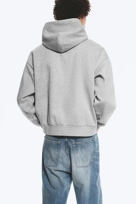 Loose Fit Hoodie – Grey Melange Loose Fit Hoodie – Grey Melange