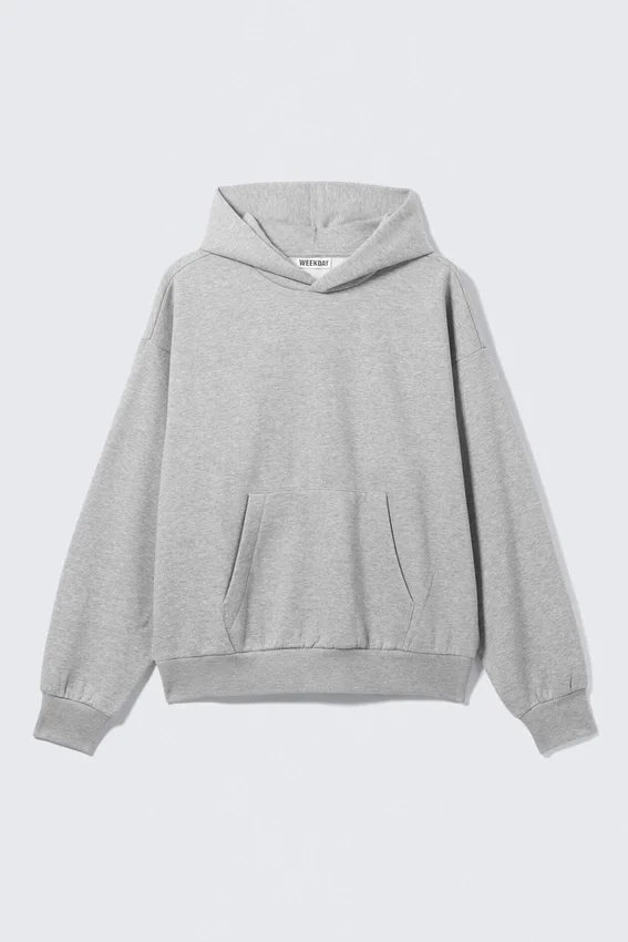 Loose Fit Hoodie – Grey Melange Loose Fit Hoodie – Grey Melange