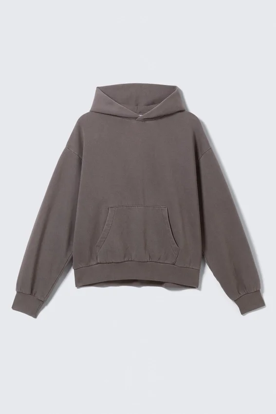 Loose Fit Hoodie – Washed Dark Brown Loose Fit Hoodie – Washed Dark Brown
