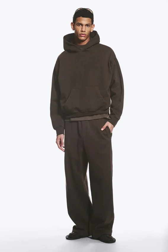 Loose Fit Hoodie – Washed Dark Brown Loose Fit Hoodie – Washed Dark Brown