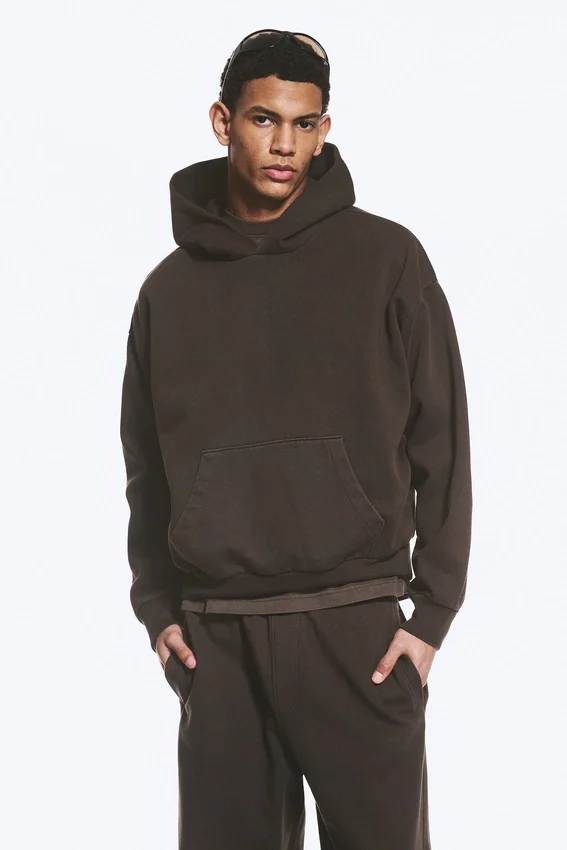 Loose Fit Hoodie – Washed Dark Brown Loose Fit Hoodie – Washed Dark Brown