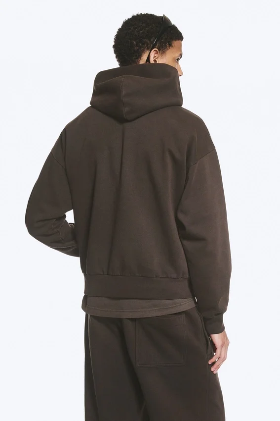 Loose Fit Hoodie – Washed Dark Brown Loose Fit Hoodie – Washed Dark Brown