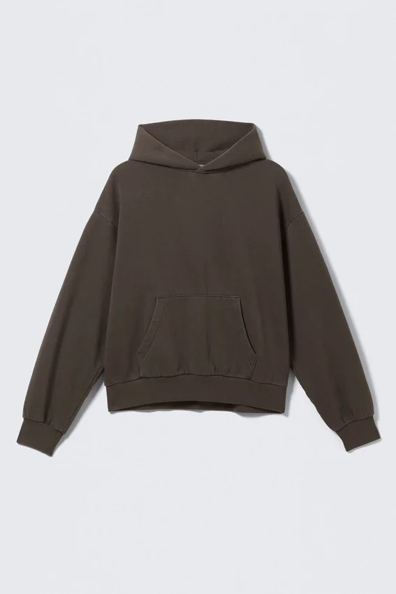 Loose Fit Hoodie – Washed Dark Brown Loose Fit Hoodie – Washed Dark Brown