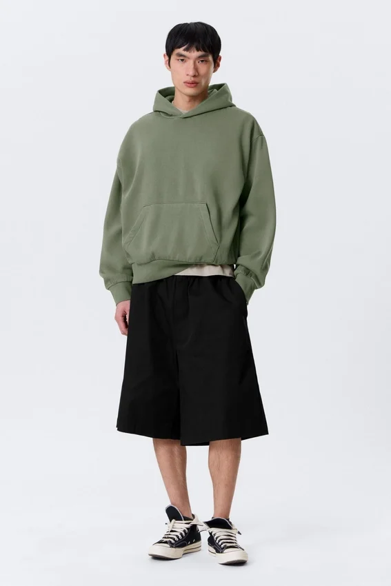 Loose Fit Hoodie – Washed Green Loose Fit Hoodie – Washed Green