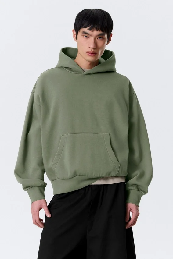 Loose Fit Hoodie – Washed Green Loose Fit Hoodie – Washed Green