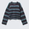 Loose Fit Knitted Sweater – Striped Turquoise Loose Fit Knitted Sweater – Striped Turquoise