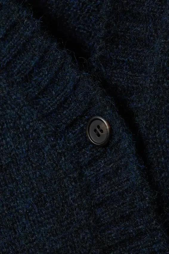 Loose Fit Knitted V-Neck Cardigan – Dark Blue Loose Fit Knitted V-Neck Cardigan – Dark Blue