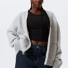 Loose Fit Knitted V-Neck Cardigan – Grey Melange Loose Fit Knitted V-Neck Cardigan – Grey Melange