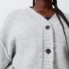 Loose Fit Knitted V-Neck Cardigan – Grey Melange Loose Fit Knitted V-Neck Cardigan – Grey Melange