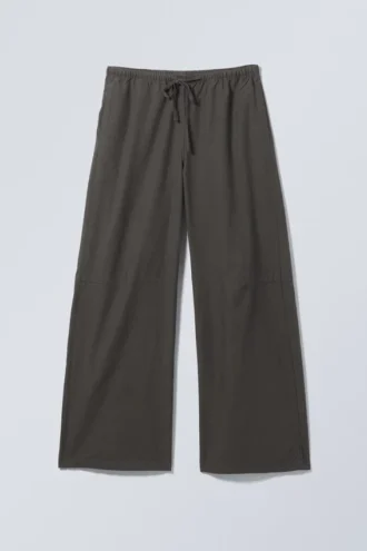 Loose Fit Low Waist Washed Trousers – Dark Grey