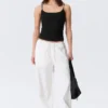 Loose Fit Low Waist Washed Trousers – White Loose Fit Low Waist Washed Trousers – White
