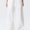 Loose Fit Low Waist Washed Trousers – White Loose Fit Low Waist Washed Trousers – White